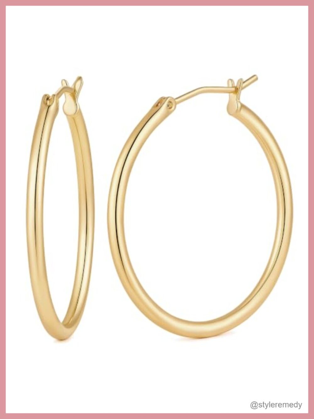 14K Gold Plated Hoop Earrings Thin Lightweight Huggie 20-70mm